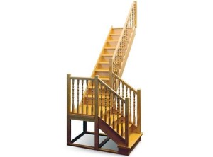 Деревянная межэтажная лестница ЛЕС-04 (поворот 90°)