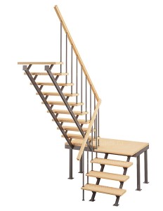 Деревянная межэтажная лестница ЛЕС-06 (поворот 180°)